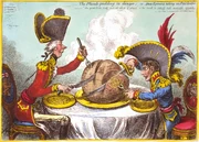 The world being carved up into spheres of influence between Pitt and Napoleon - "probably the most famous political cartoon of all time -it has been stolen over and over and over again by cartoonists ever since