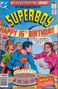 New Adventures of Superboy #1 (Jan. 1980):  and his supporting cast: , , , and . Art by  and .