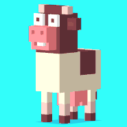GIF of Cow, as seen on the Crossy Road website.