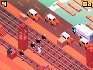 Ida during gameplay. Four lanes of railroads can be seen, as well as the significant change of the view angle.