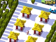 Six yellow temples next to each other.