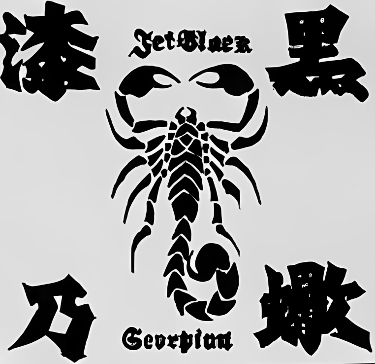 Royalty-Free Vector Clip Art Illustration of a Black And White Scorpion Logo  by Vector Tradition SM #1060443