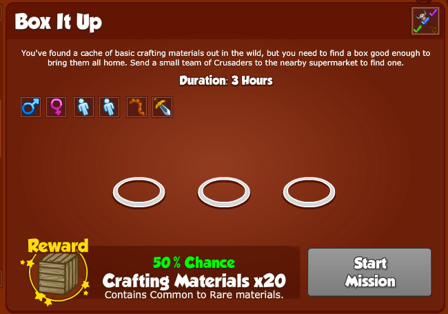 Missions/Crafting Material Rewards | Crusaders Of The Lost Idols 