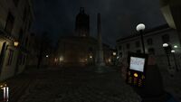 The town square, as seen by the player