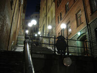 Tunnelgatan, the real life location of the steep staircase used to access the town centre