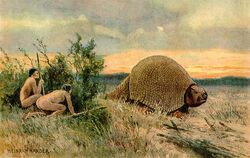 Painting of a glyptodont by Heinrich Harder.
