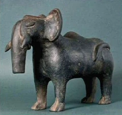 Pottery figurine of an elephant from Tiahuanaco, in the Andes.