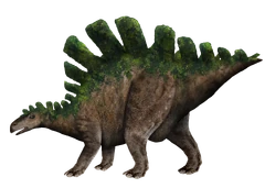 Reconstruction of the mbielu-mbielu-mbielu as a stegosaur by artist Tim Bertelink on Wikimedia Commons.