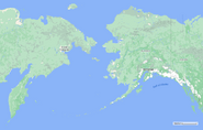 Map of the general area of the Kamchatka Peninsula, Siberia, and its proximity to Partridge Creek, Yukon.