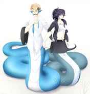 Naga in Anime, (Left) Male Naga, (Right) Female Naga