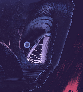 Artist's illustration of a Murex grasping on to   a support of a ship's hull.