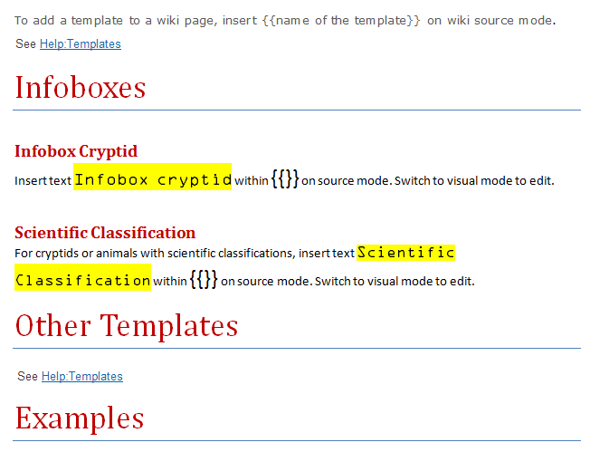 Templates on Cryptid Wiki | Cryptid Wiki | Fandom