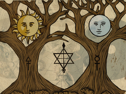 Historical depiction of the Indian Sun and Moon tree
