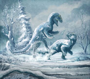 Illustration by Mark Witton depicting a group of Yutyrannus.