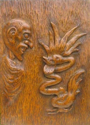 Old basilisco carving in wood