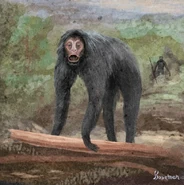 A Speculative Interpretation of the Event, the other primate depicted at the back holding a Tool (art by Kosemen)