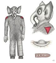 Drawing made by contactee Ray Kosulandich's friend, psychic and channeler Ginny Blankenship.