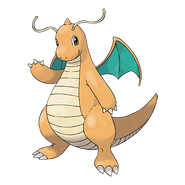 Dragonite, one of the Dragon-type Pokemon.