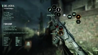 Crysis 3 Jackal, pre-configured as CQC Jackal, showing all available mods.