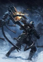 Concept of an Nanosuited soldier fighting a Ceph