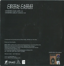 【レア】Crystal Castles VANISHED収録【CD】 レア】Crystal Castles VANISHED収録【CD】 【公式通販】