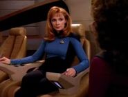 Rachel in her first human form of Dr. Beverly Crusher from Star Trek: The Next Generation.