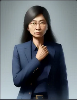 Michi after a long day of dealing with obtuse students. AI generated.