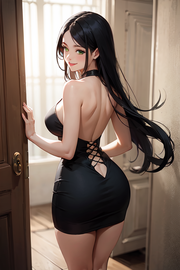 Blackrose going out for a hot date.  By Domoviye, using PixAI