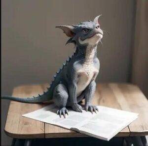 Smokey, far more important than AJ, due to cuteness and being a dragon. AI generated.