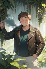 Miasma in a greenhouse. Why he's there, we don't know. Maybe he's about to bomb the plants. By Domoviye, using PixAI