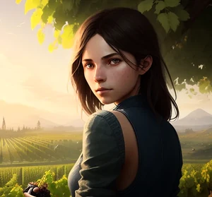 Charge at home in her father's vineyard. AI generated.