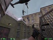 A Black Hawk rappelling SAS Operatives to help the player