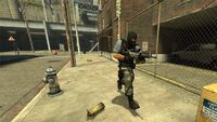 Official screenshot of a Phoenix member wielding a SG 552 at the CT spawn zone in Counter-Strike: Source