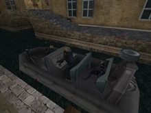 The team with wounded operative in a RIB.