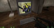 'CS:CZ main menu' Easter egg on a monitor (in-game screenshot).