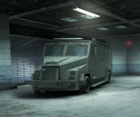 A front view of an FBI SWAT truck in Office