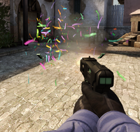 Firing with the Zeus x27 during the CS:GO birthday celebration