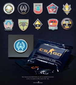 The CS:GO Pin Series 1 physical grab bag, available to event attendees & via WeLoveFine.