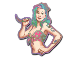 Catch of the Day Pinup AK Girl Sticker