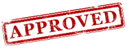 "APPROVED" text