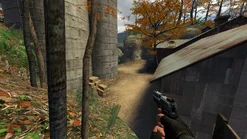 Alternatively, if you don't have a sniper rifle, you can partially walk around the elevaled ground and use rifles.