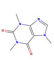 Caffeine depiction with the RDKit.