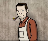 Samuel smoking in Rusty Lake: Roots.