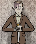 Albert holding the Knife in Rusty Lake: Roots.