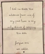 Letter from Mr. Rabbit in Cube Escape: Birthday.