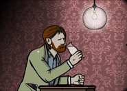 Bob drinking a Gin Tonic.