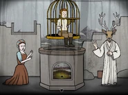 Caroline saving Jakob from being sacrificed in Rusty Lake Paradise.