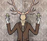 Albert Vanderboom holding voodoo dolls in Rusty Lake: Roots.