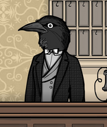 Mr. Crow at the registry in Rusty Lake Hotel.