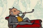 Mr. Boar smoking opium in Rusty Lake Hotel.